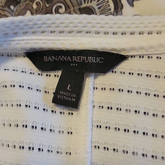 Banana Republic White Crochet Tank Top Sleeveless Keyhole Back Women's Size Larg - Picture 5 of 6